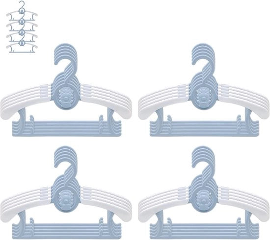 Set di 20 appoggi per abiti per bambini con ganci a forma di orso, appoggio per abiti per bambini antiscivolo per abiti per bambini, guardaroba per bambini, spaziale (blu + bianco)