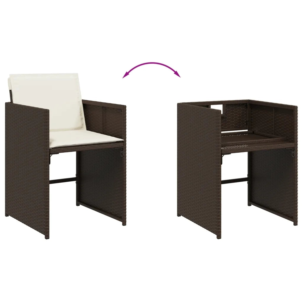 Set da Pranzo da Giardino 7pz | Set Salotto da Giardino con Cuscini in Polyrattan Marrone