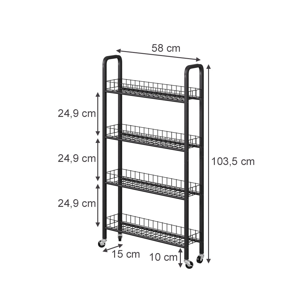 Vicco Piedistallo mobile Nero 58 x 15 cm con 4 scomparti