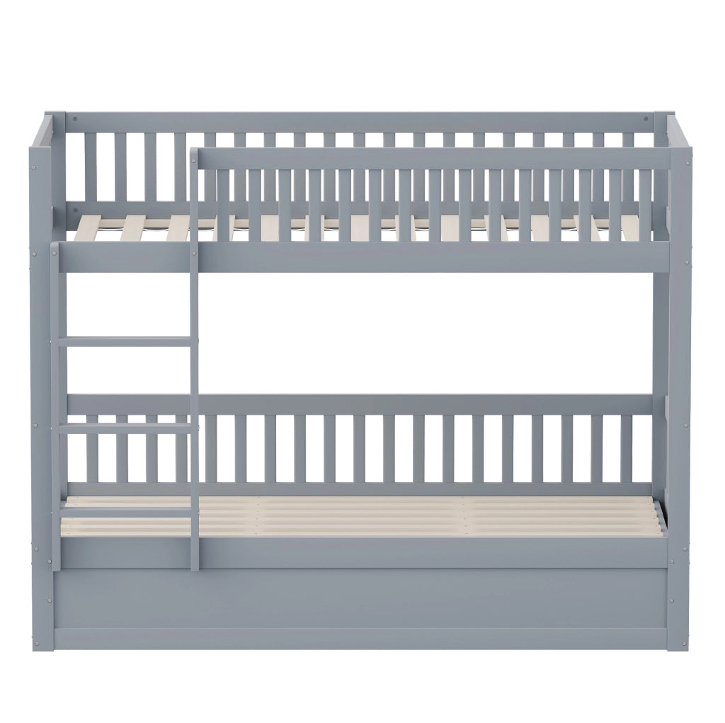Letto a castello 90x200 cm con contenitore idraulico in legno grigio