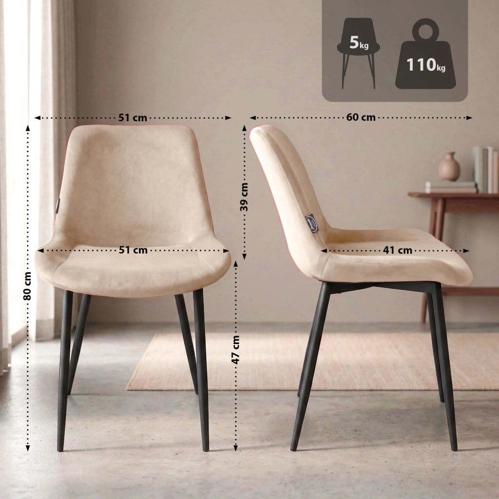 Sedia da pranzo Victoria Velvet Cover crema