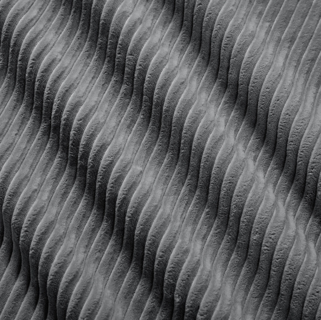 Divano angolare modulare 388x178x70 cm in tessuto effetto velluto a coste grigio; senza montaggio