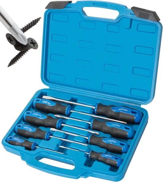 Set di chiavi a magnete 8 pezzi con punta nichrome, 4 chiavi a croce e 4 chiavi a testa a pozzo, chiave inglese professionale con impugnatura rivestita e alto momento di coppia