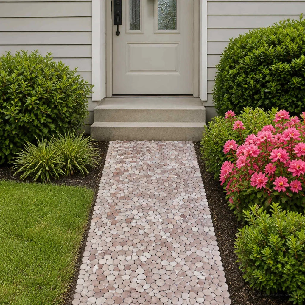 Pavimenti in ciottoli Beige e Rosa Pallido 30 x 30 cm 42033531