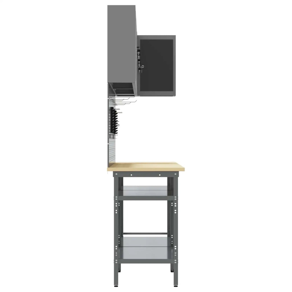 Set di mobili da lavoro con lo scaffale 10 pcs Nero e Grigio 3321516