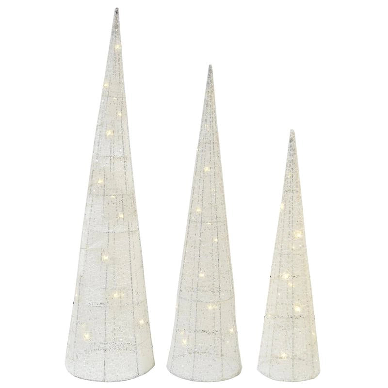 MAURY'S GLITTER WHITE SET 3 CONI DECORATIVI A LED OKX