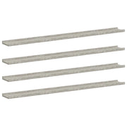 4 pz Mensole da Parete | Scaffali a Parete | Ripiano a parete Grigio Cemento 115x9x3 cm
