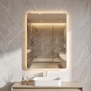 Specchio da Bagno LED 70 x 50 Cm, Vetro Temperato Anti-Esplosione, Specchio da Parete Retroilluminato Dimmerabile con Luci a 3 Colori e Antiappannamento, per Lavabo (70 x 50 x 3 cm)