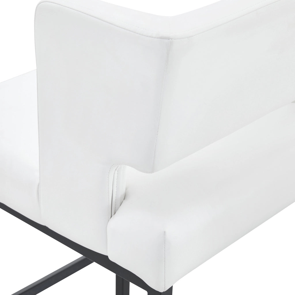 Sgabelli da bar nordici, 2 pezzi con seduta imbottita in PU bianco e gambe in metallo nero, 61 × 60,5 × 54 cm