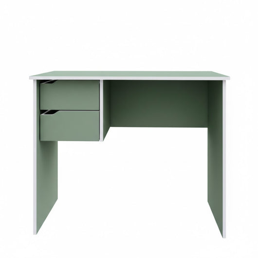 Scrittoio scrivania con 2 cassetti per studio e ufficio dimensioni 90x50x73 cm colore verde salvia