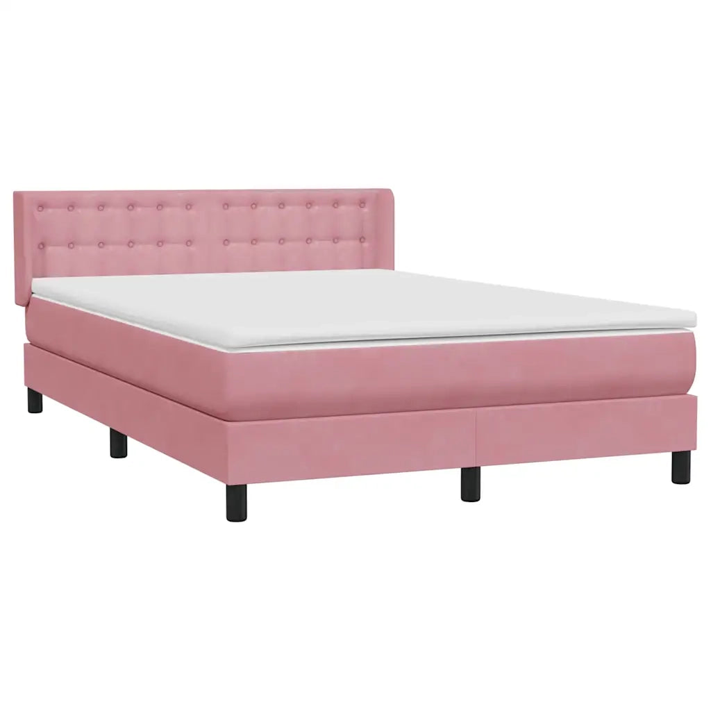 Giroletto a Molle con Materasso Rosa 160x210 cm in Velluto