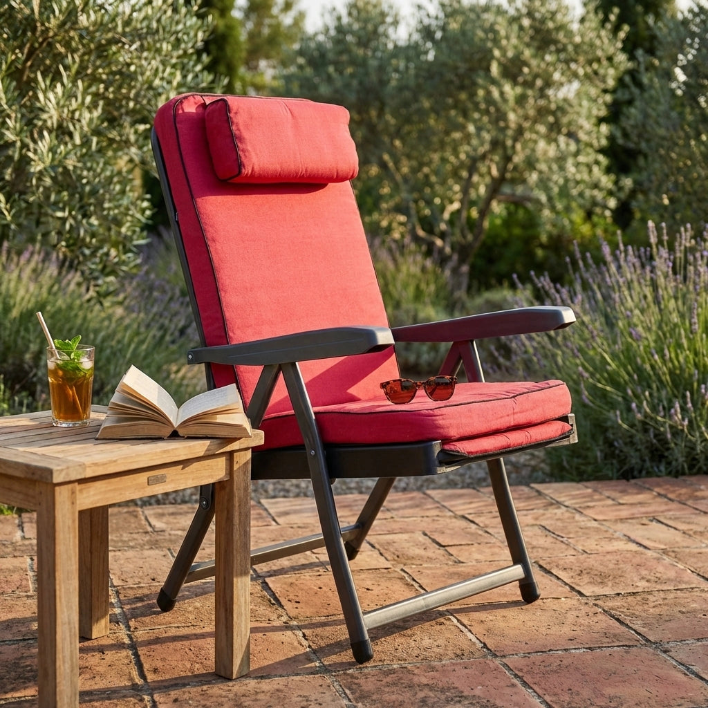 Poltrona Sdraio relax reclinabile in Tessuto Acciaio cm 155x60x60 - MORTY
