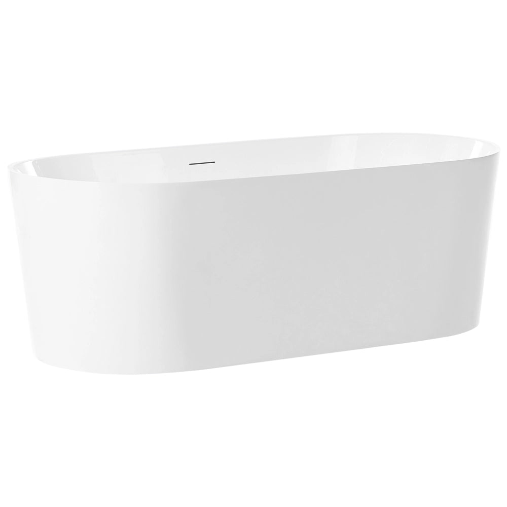 Vasca da bagno indipendente bianca in acrilico singola 167 cm forma ovale sistema di troppo pieno design moderno