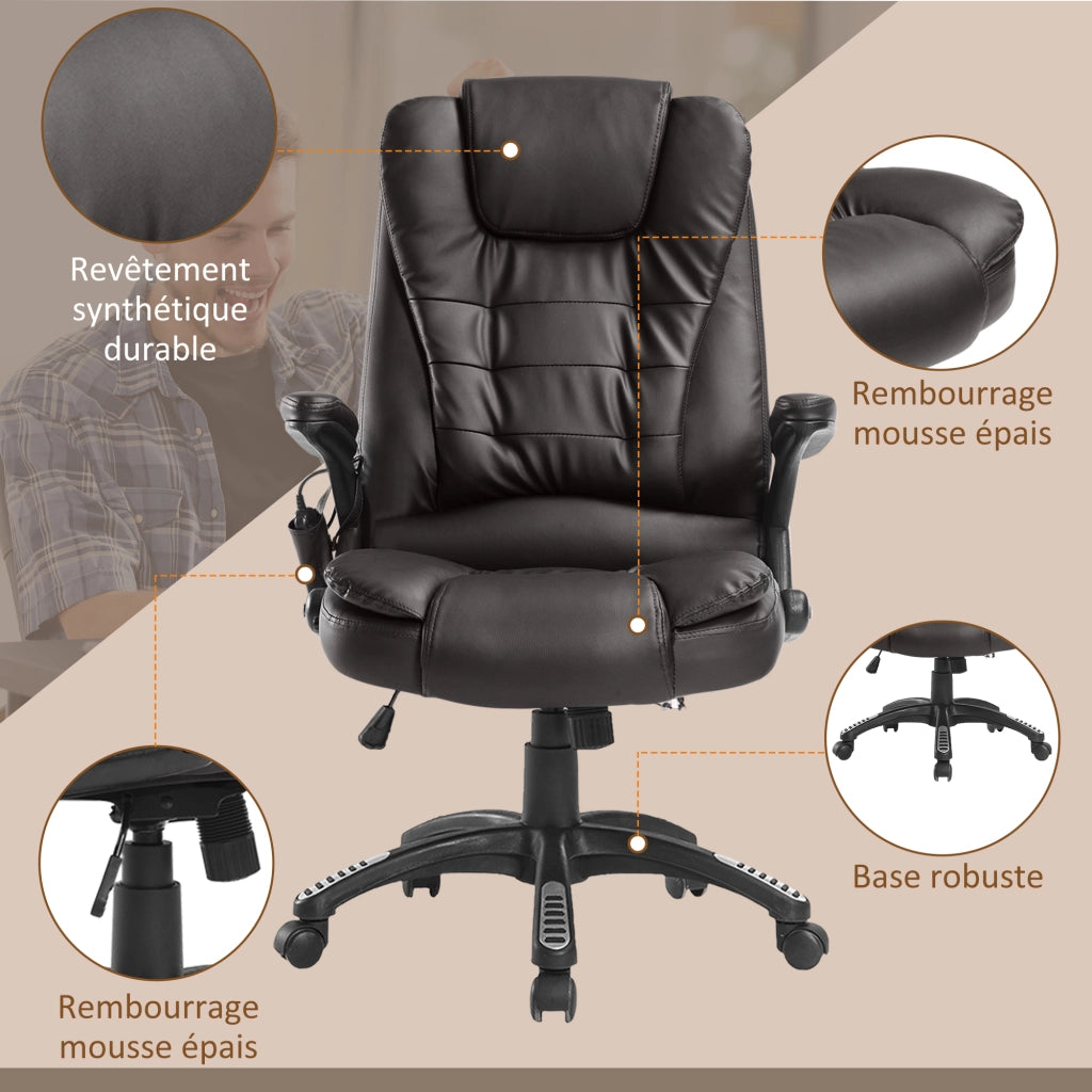 Poltrona da ufficio massaggiante e riscaldante elettrica ¨C zephmum ¨C rivestimento similpelle marrone
