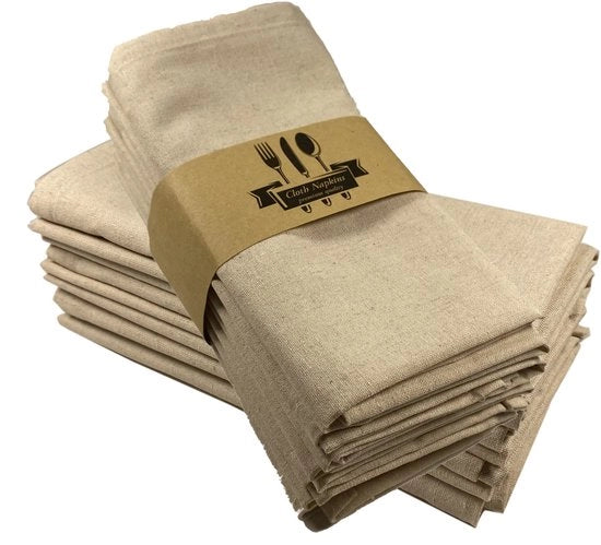 12 Serviette in Lino, 40 x 40 cm, Ideali per la Casa, Matrimoni, Feste, Tavolate da Pranzo e Decorazioni