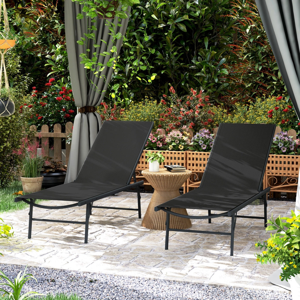 Sedia a sdraio pieghevole con textilene per esterno ¨C zephmum ¨C 54x164x84 cm nero