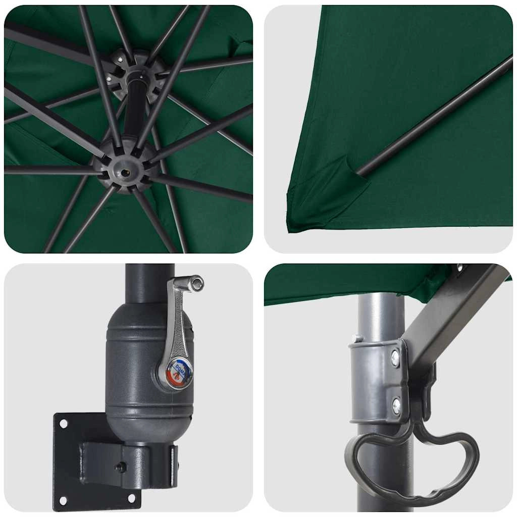 Moderno ombrellone da giardino basculante 248,5 x 247,5 x 160 cm resistente e pratico in poliestere verde 02_0058635