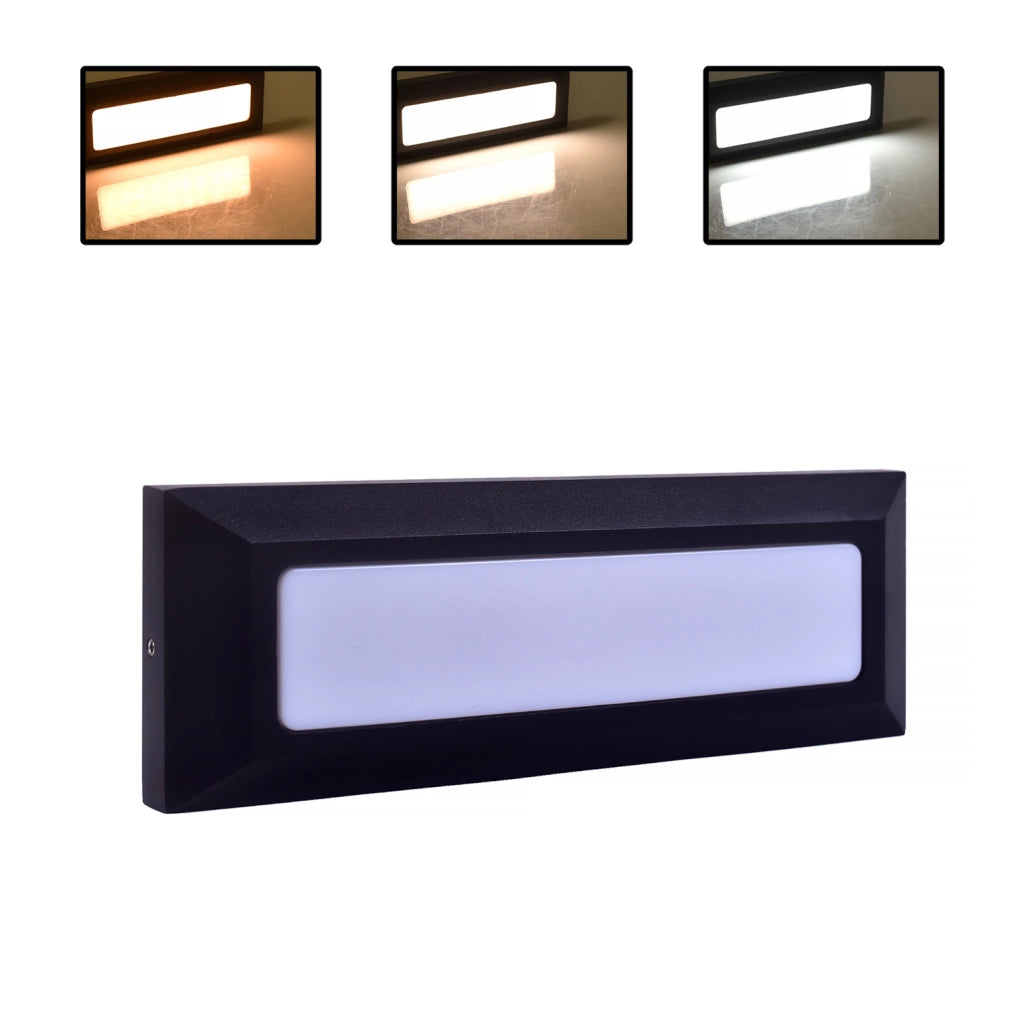 SEGNAPASSO LED A PARETE 5W NERO CON CCT SWITCH 3 TEMPERATURE COLORE IP65 - EFFICIENZA ENERGETICA E DESIGN MODERNO PER INTERNI ED ESTERNI