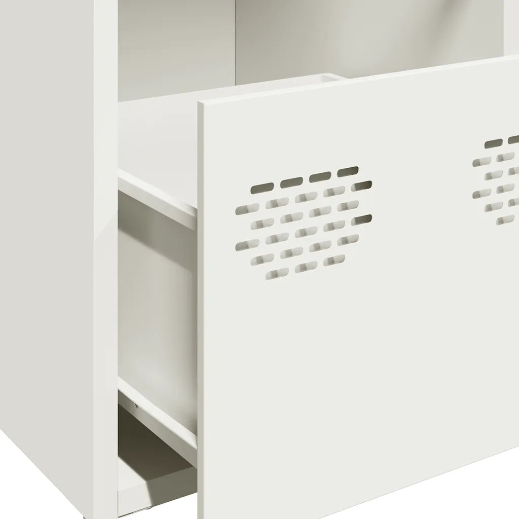 Credenza-Buffet-Armadio da cucina Bianca 101,5x39x73,5 cm in Acciaio Laminato a Freddo 995568