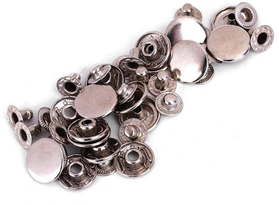 Punti di pressione 50 pezzi - Punti di pressione rotondi in ottone 15mm - Punti di pressione per abbigliamento - Punti di pressione per giacche - Punti di pressione per jeans - Kit DIY