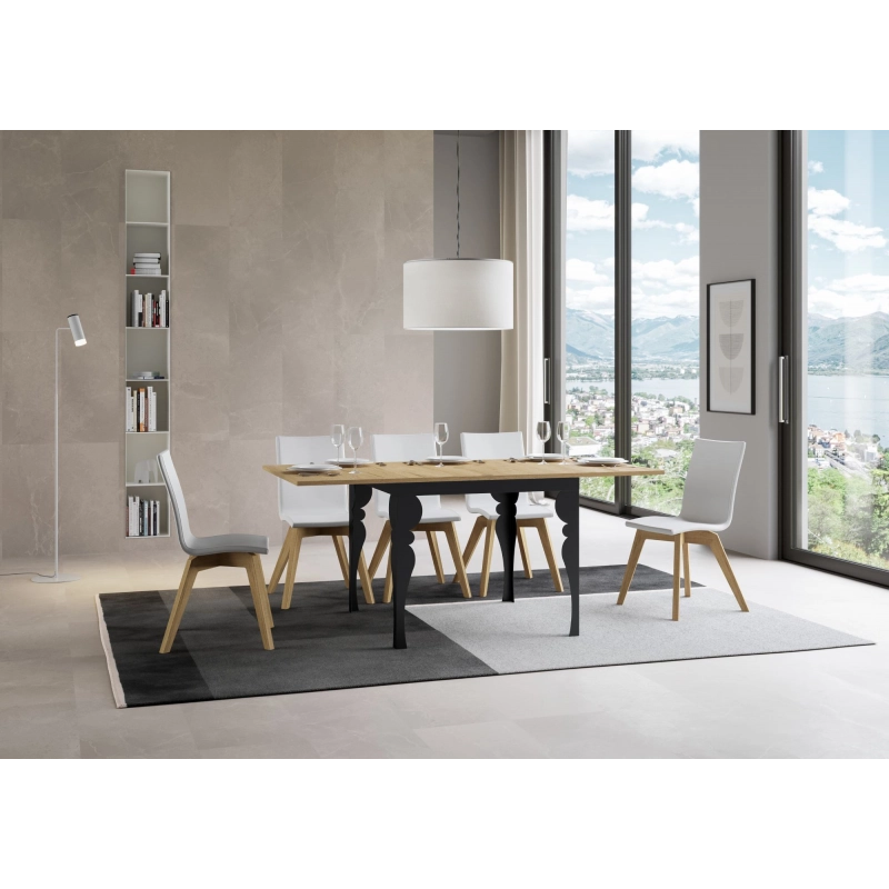 Tavolo apribile 90x90/180 cm Paxon Libra telaio Antracite - Quercia Natura
