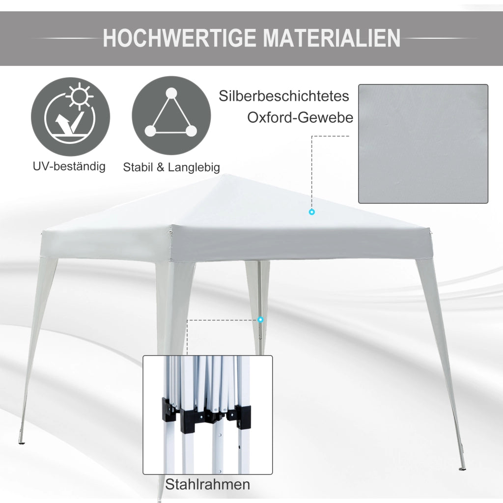 Tenda per feste pieghevole 2.4x2.4m con protezione UV pieghevole e portatile inclusa borsa per il giardino e il balcone bianco acciaio