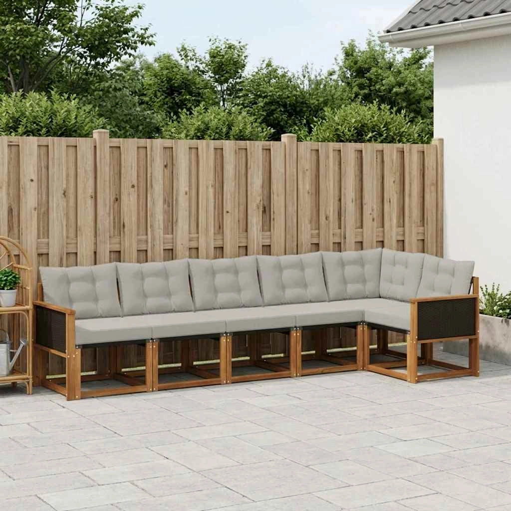 Set di divani da esterno 6 pz Naturale e Grigio Chiaro 3381975