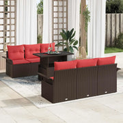 Set Divano da Giardino 7 pcs Marrone Rattan in Polipropilene 3356947