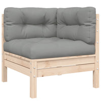 Set Divani da Giardino 3 pz con Cuscini Grigi Massello di Pino 806675