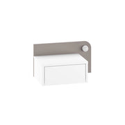 Comodino "Dotta" con lampadina in legno - 52 x 30 x 28 cm - Bianco
