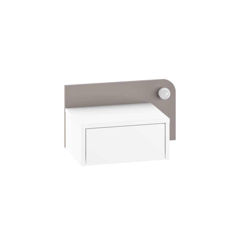 Comodino "Dotta" con lampadina in legno - 52 x 30 x 28 cm - Bianco