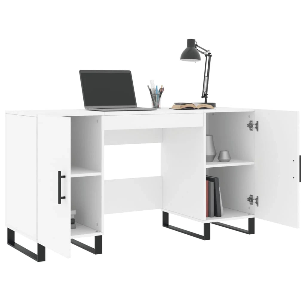 Scrivania tavolo postazione di lavoro mobile per computer studio 140 x 50 x 75 cm legno ingegnerizzato bianco 02_0023512