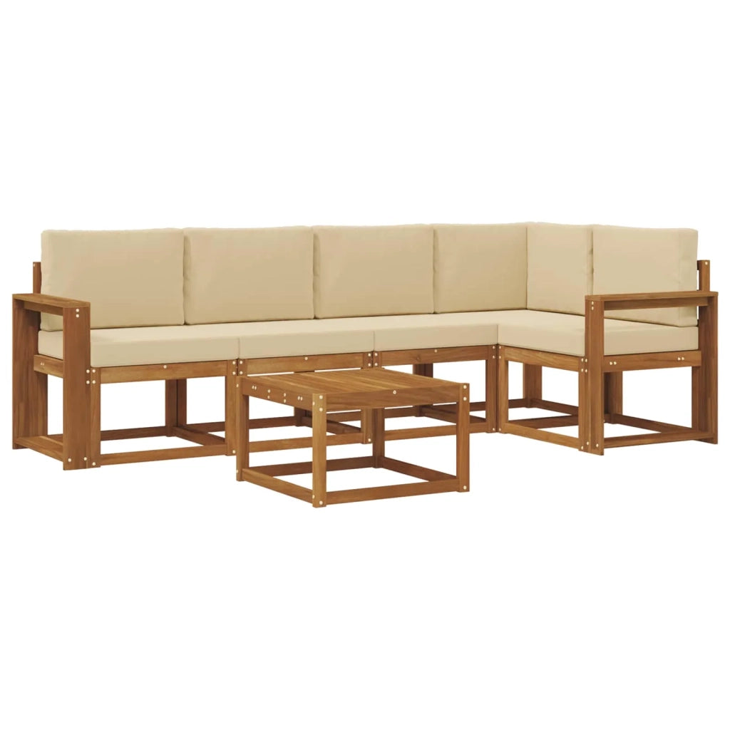 Set di divani da esterno con cuscino 6 pcs Naturale e Beige