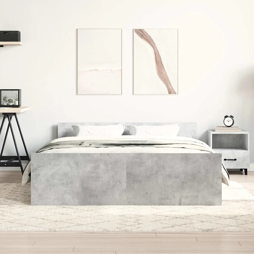 Giroletto con Testiera e Pediera-Struttura Letto Grigio Cemento 150x200 cm