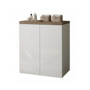 MOBILE BASE DOPPIO PER LAVANDERIA SAVINI CON RIPIANO INTERNO E ANTE CON APERTURA PUSH AND PULL - BASE DOPPIA- L.71CM H.91CM P.65CM- BIANCO/NOCE -FIG. 7  - SAV