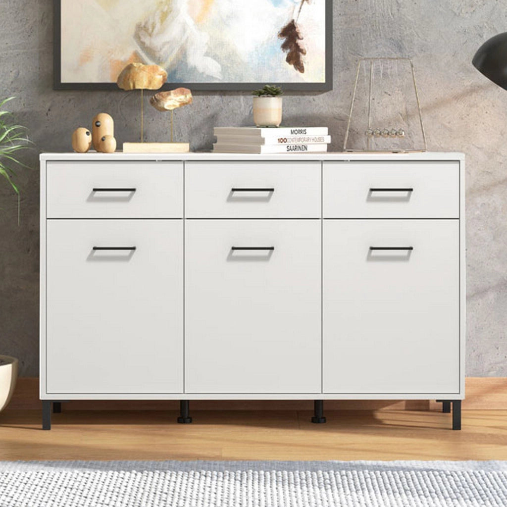 Madia Laerru, Credenza 3 Ripiani, 138x40x90h cm Bianco