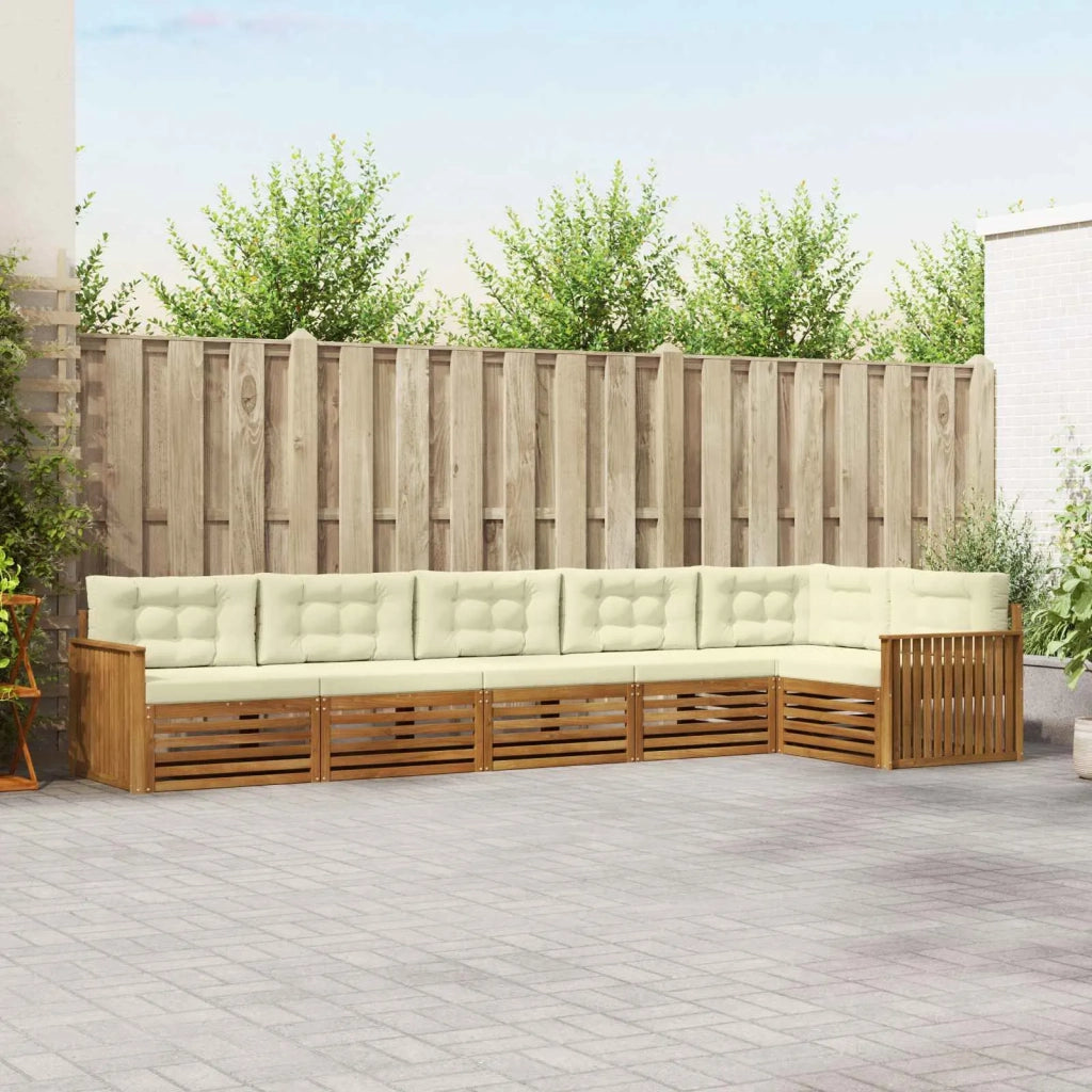 Set di divani da esterno con cuscino 6 pcs Naturale e Crema 3373535