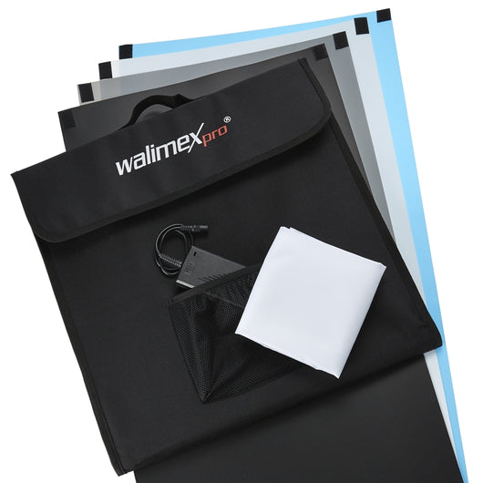 Walimex Pro Cubo di ripresa pronto all'uso (43 x 43 x 43 cm con illuminazione a LED, inclusi inserti per scanalature e diffusore) nero