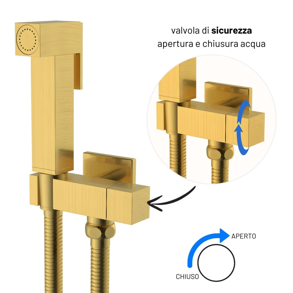 Idroscopino wc doccetta ottone portatile shutoff monogetto con leva ogomondo kit *** finitura- oro bronzato spazzolat...