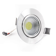 Trade Shop - Faretto Led Cob Incasso Da 3w 5w 7w 12w 20w 30w Con Molle Alette Alta Potenza - Silver-bianco Freddo-3 Watt