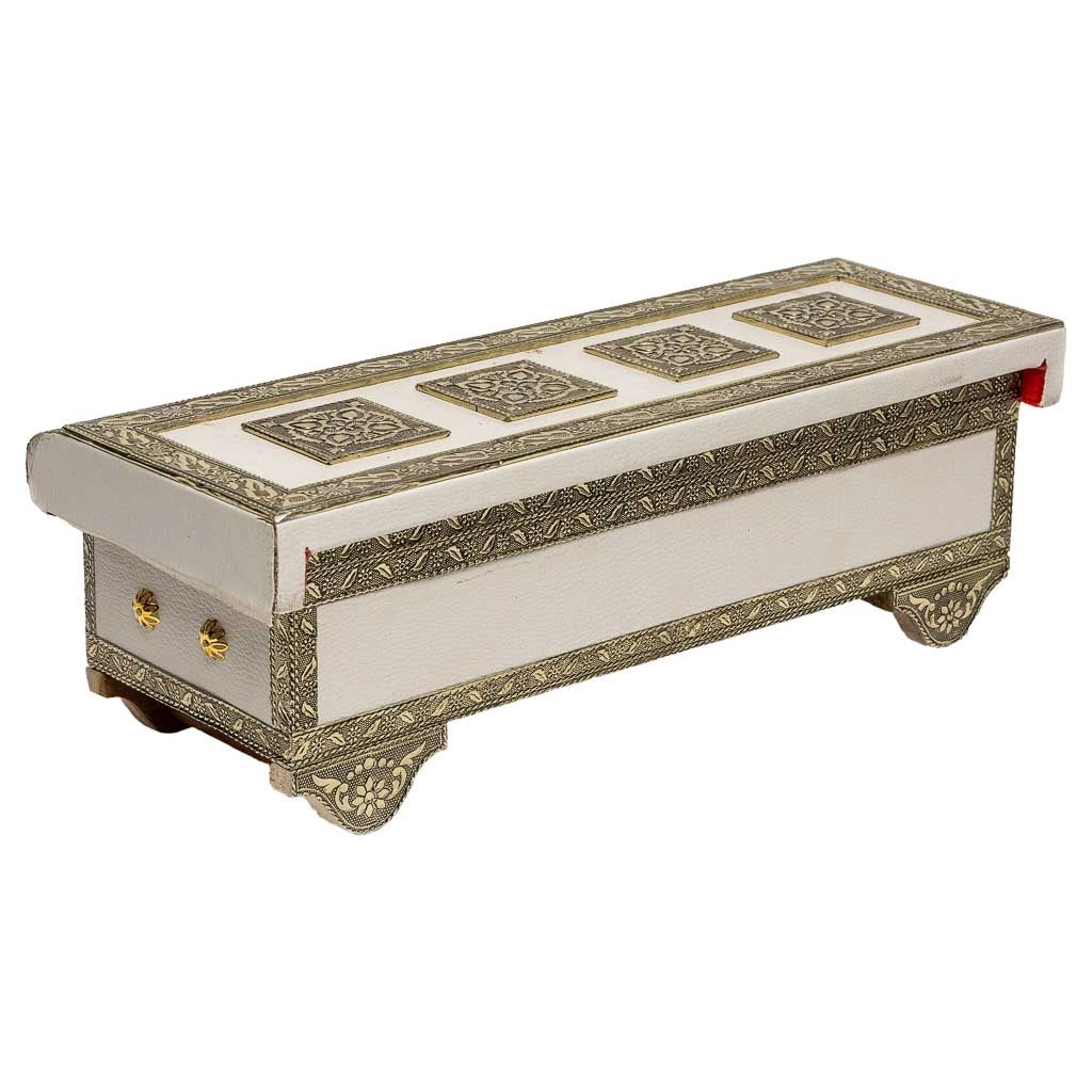 Portagioie in metallo bianco goffrato 38x13x12h