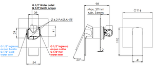 MISCELATORE MONOCOMANDO INCASSO LINEA ICON- Nero Opaco- MARIA- pezzi 1