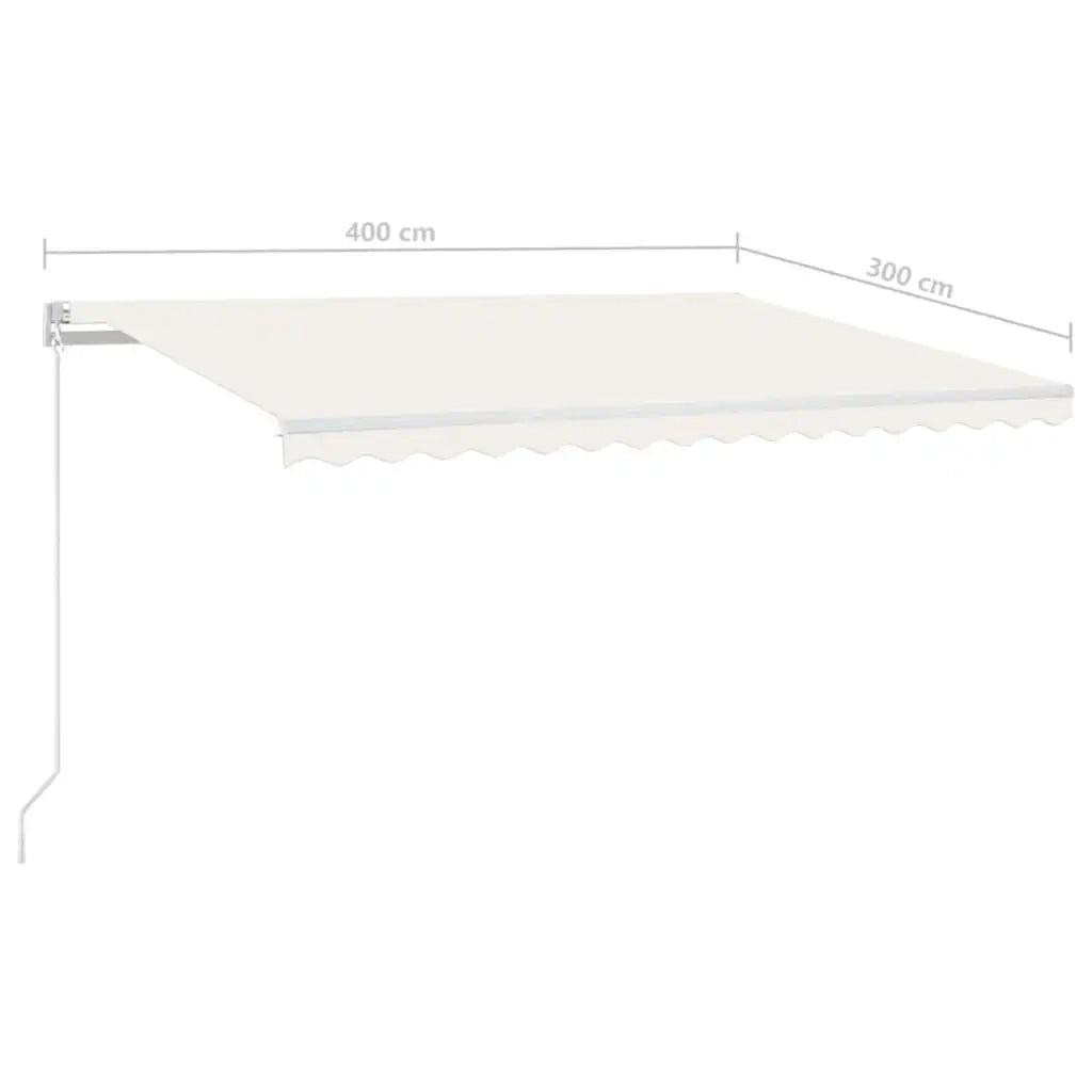 Tenda da Sole Retrattile Manuale con LED 400x300 cm Crema cod mxl 43639