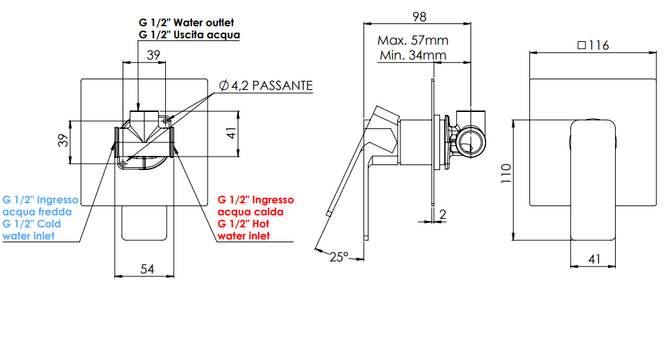 MISCELATORE MONOCOMANDO INCASSO LINEA ICON- Oro Spazzolato- MARIA- pezzi 1
