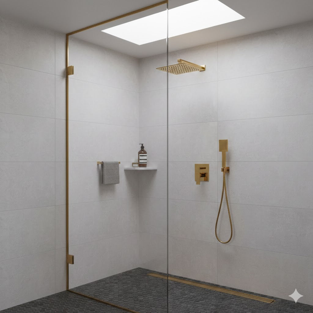 MISCELATORE INCASSO DOCCIA CON DEVIATORE A VITONE ICON- Oro Spazzolato- MARIA- pezzi 1