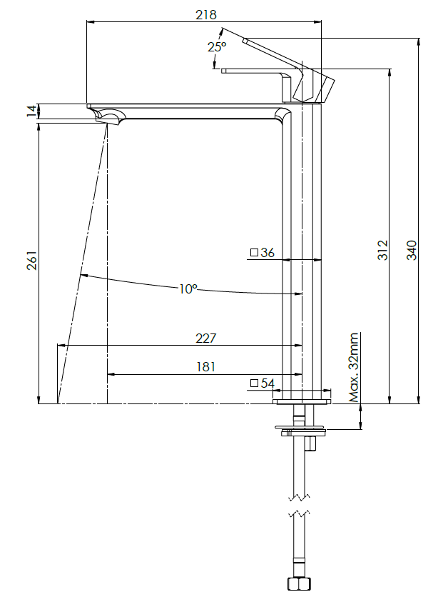MISCELATORE MONOCOMANDO LAVABO ALTO ICON- Visual Inox- MARIA- pezzi 1