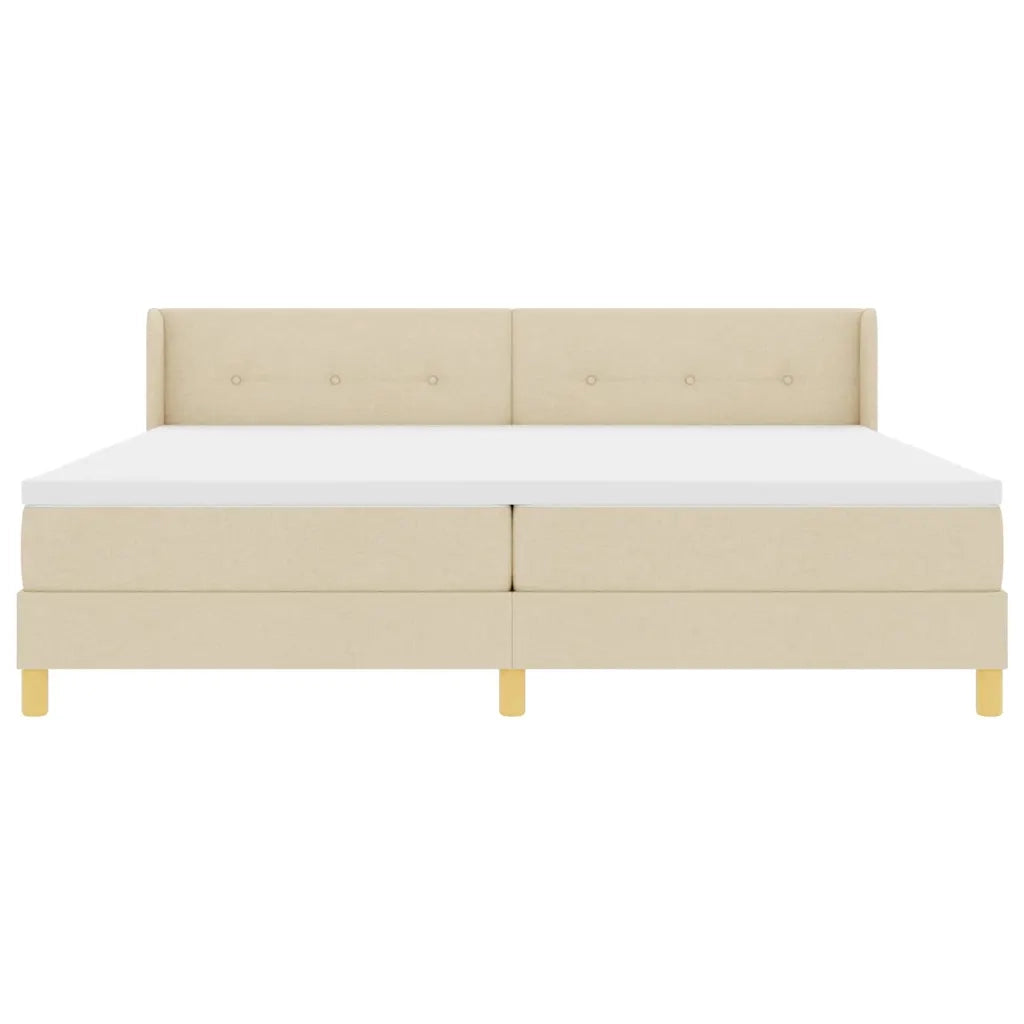 Letto a molle con materasso Crema 200 x 200 cm Poliestere