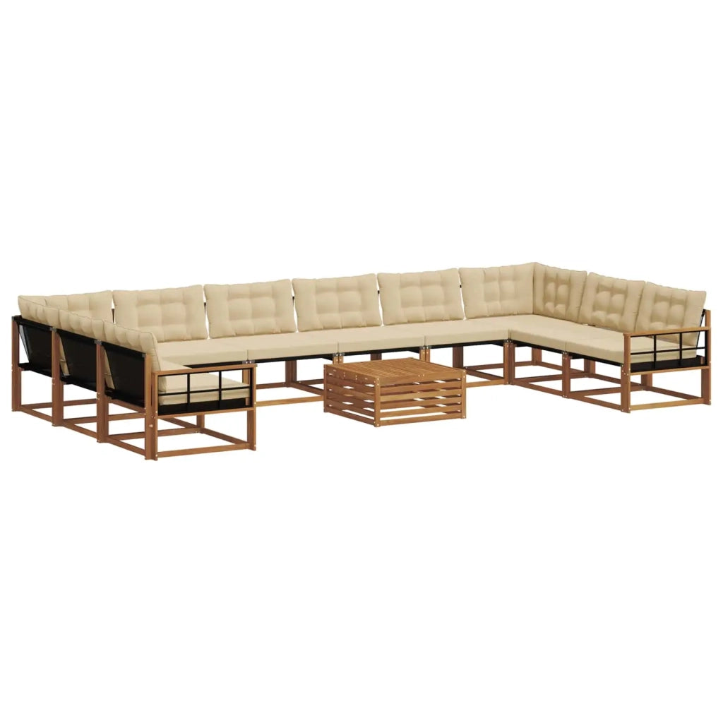 Set di divani da esterno con cuscino 11 pcs Naturale e Beige