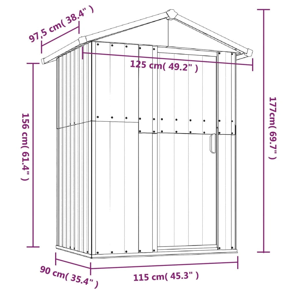 Casetta da giardino cabina ripostiglio casetta da esterno robusta casetta per attrezzi 126 x 97,5 x 177 cm acciaio zincato grigio 02_0022229