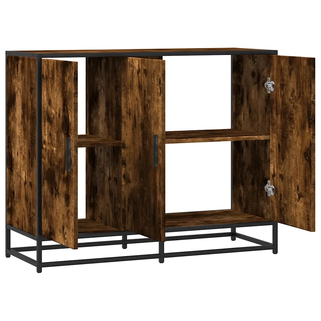 Credenza Rovere Fumo 94x35x76 cm in Legno Multistrato